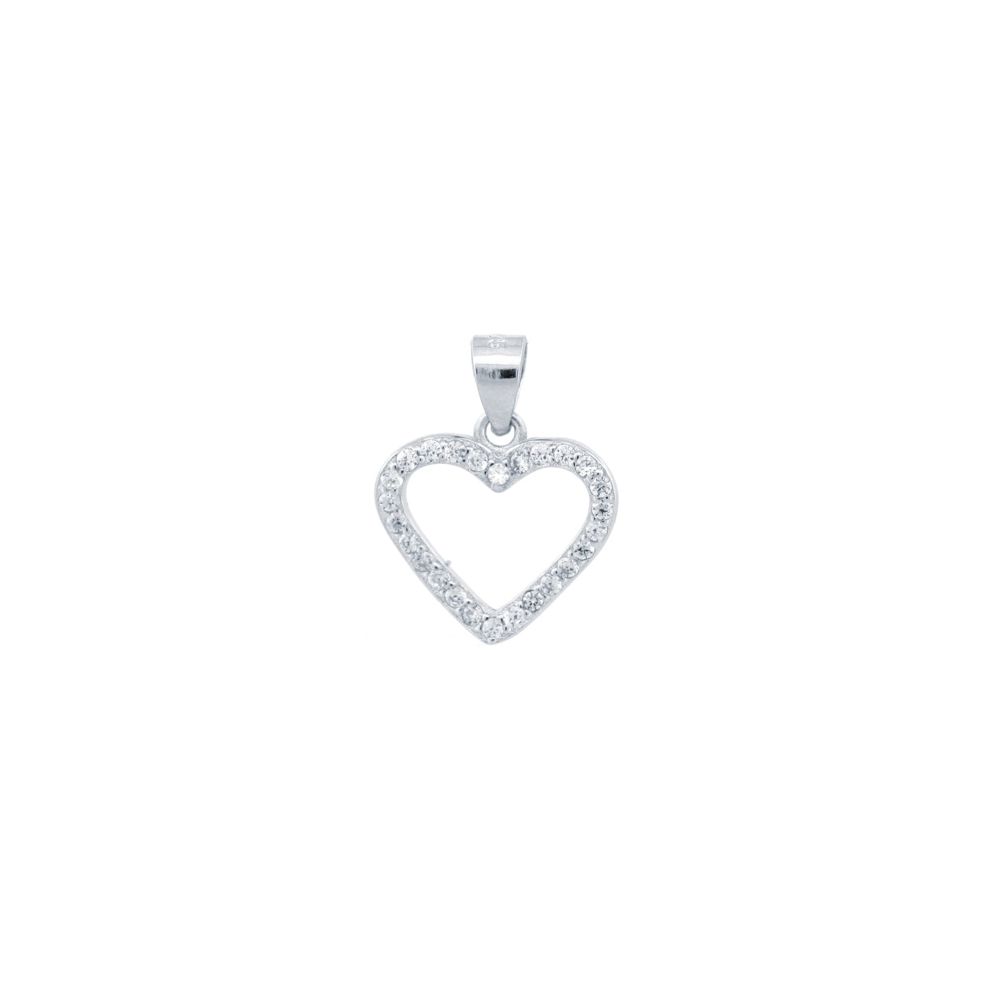 925 Silver CZ Set Heart Pendant