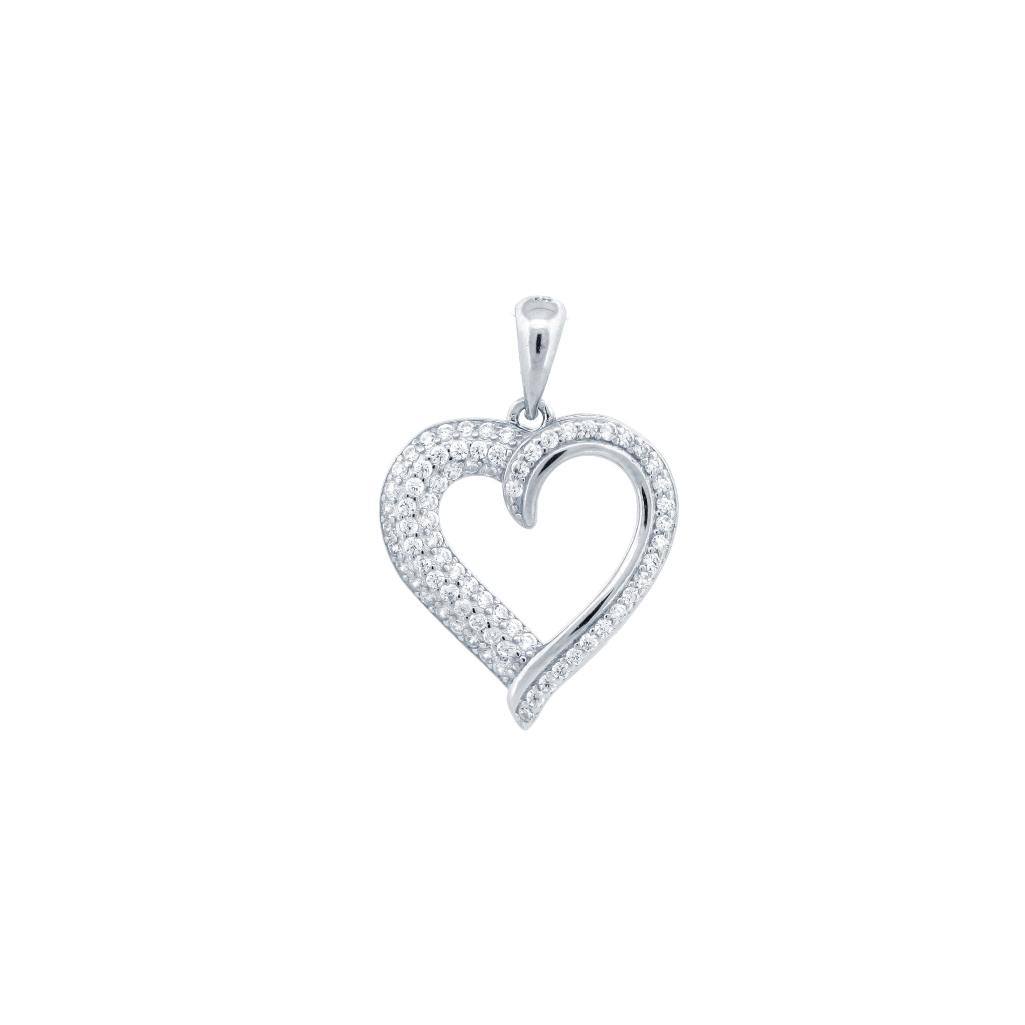 925 Silver CZ Set Heart Pendant