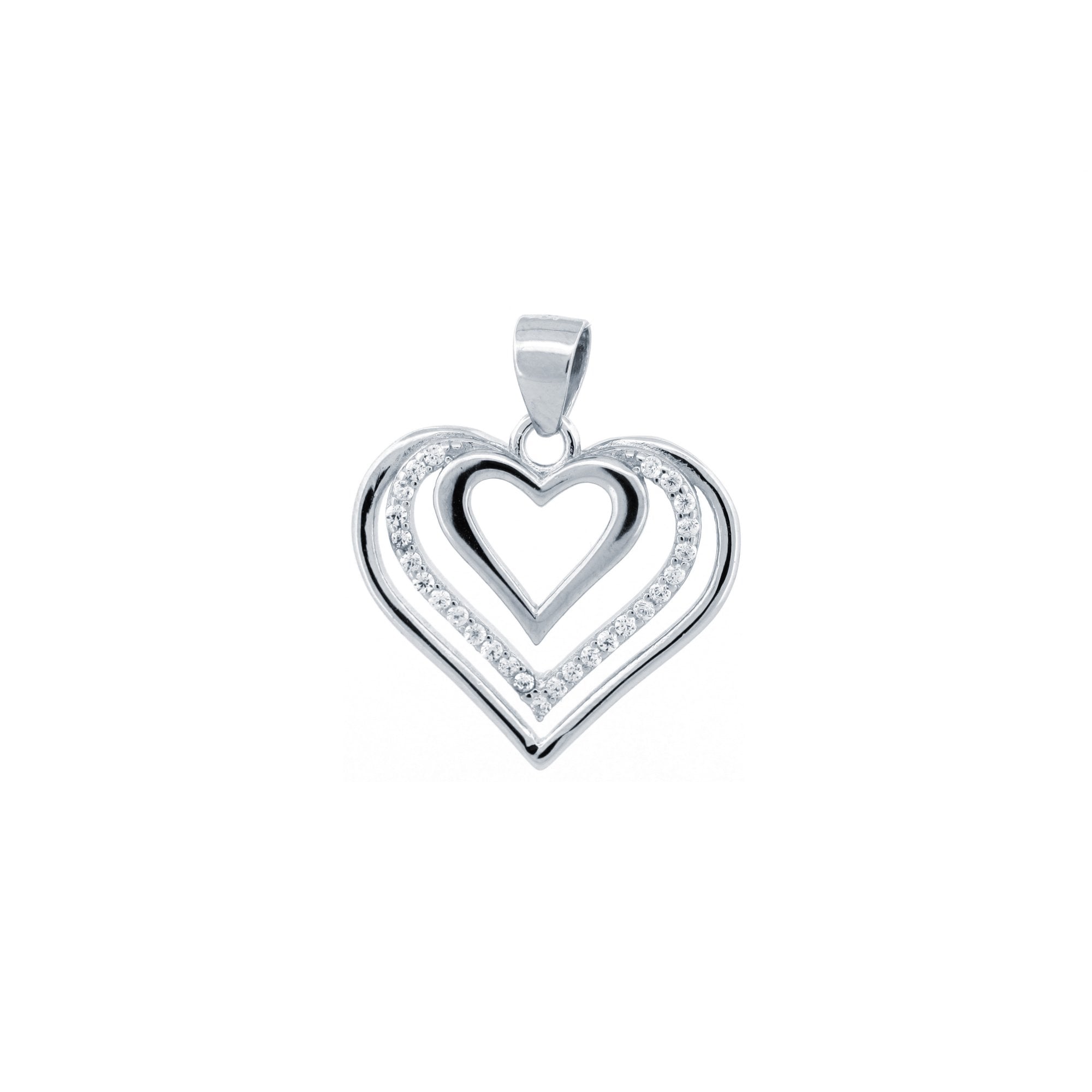 925 Silver CZ Set Heart Pendant