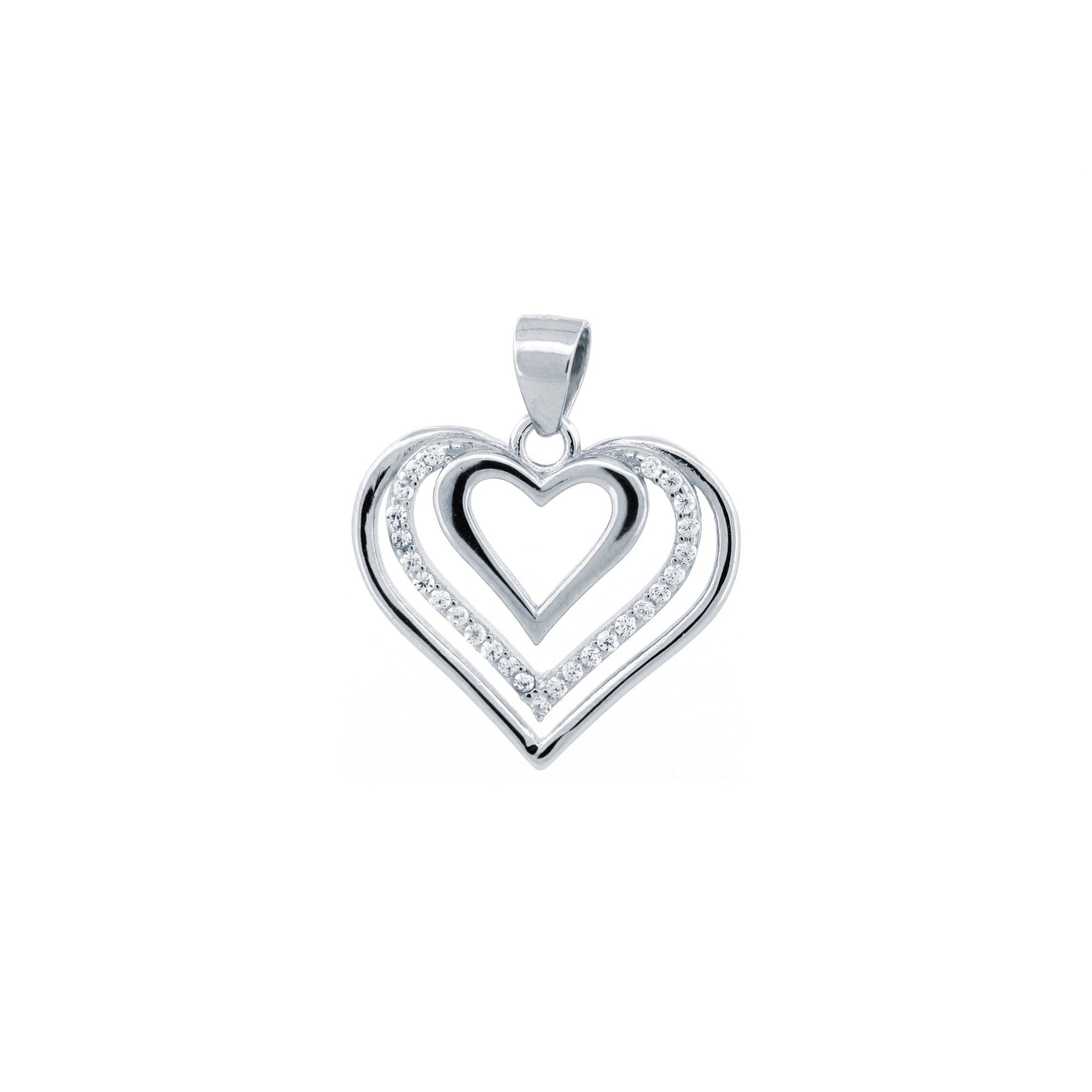 925 Silver CZ Set Heart Pendant