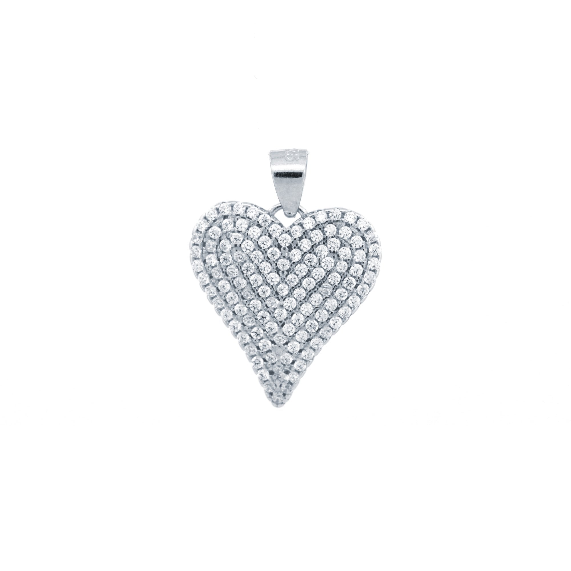 925 Silver CZ Set Heart Pendant