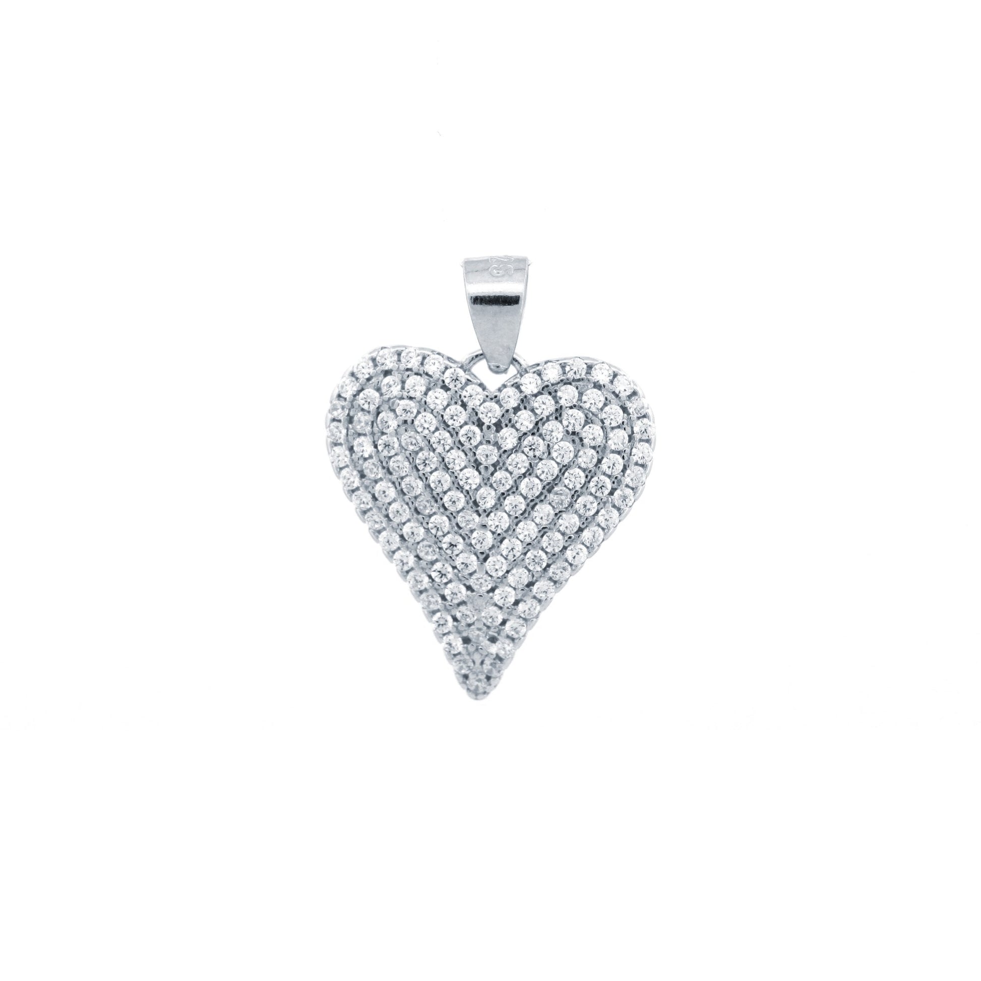 925 Silver CZ Set Heart Pendant