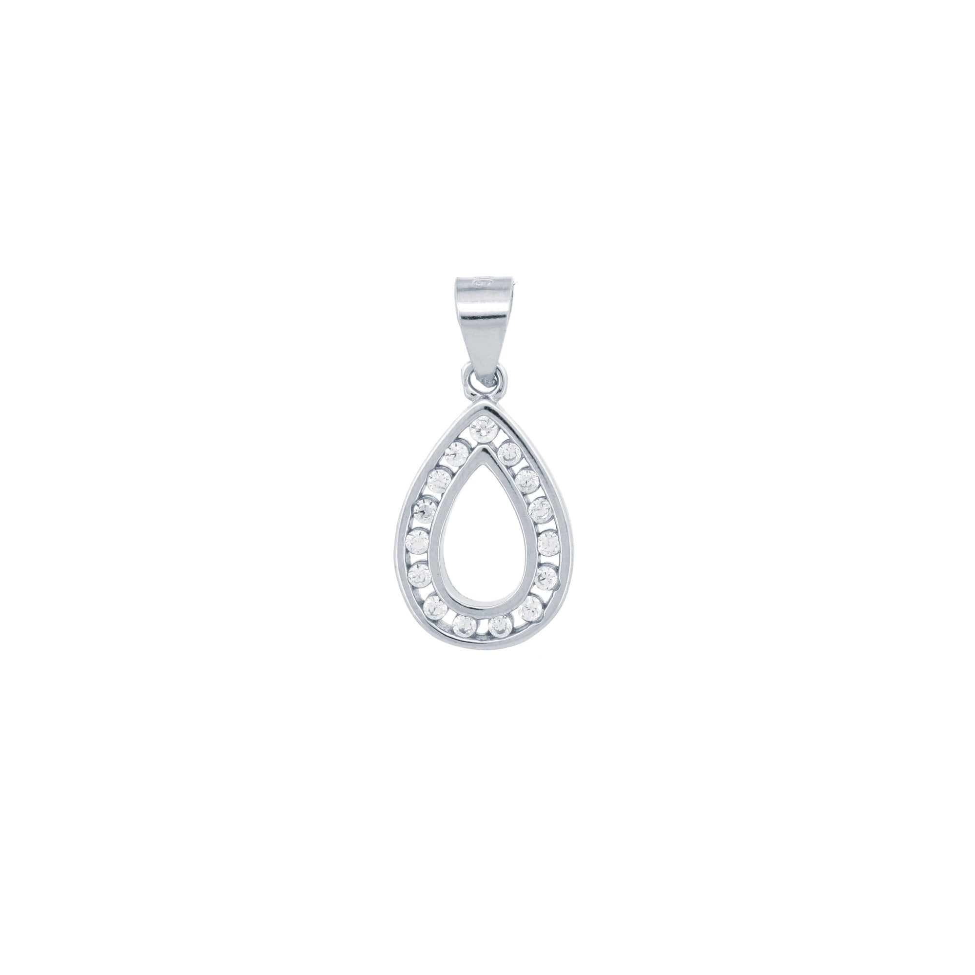925 Silver CZ Set Tear Drop Pendant
