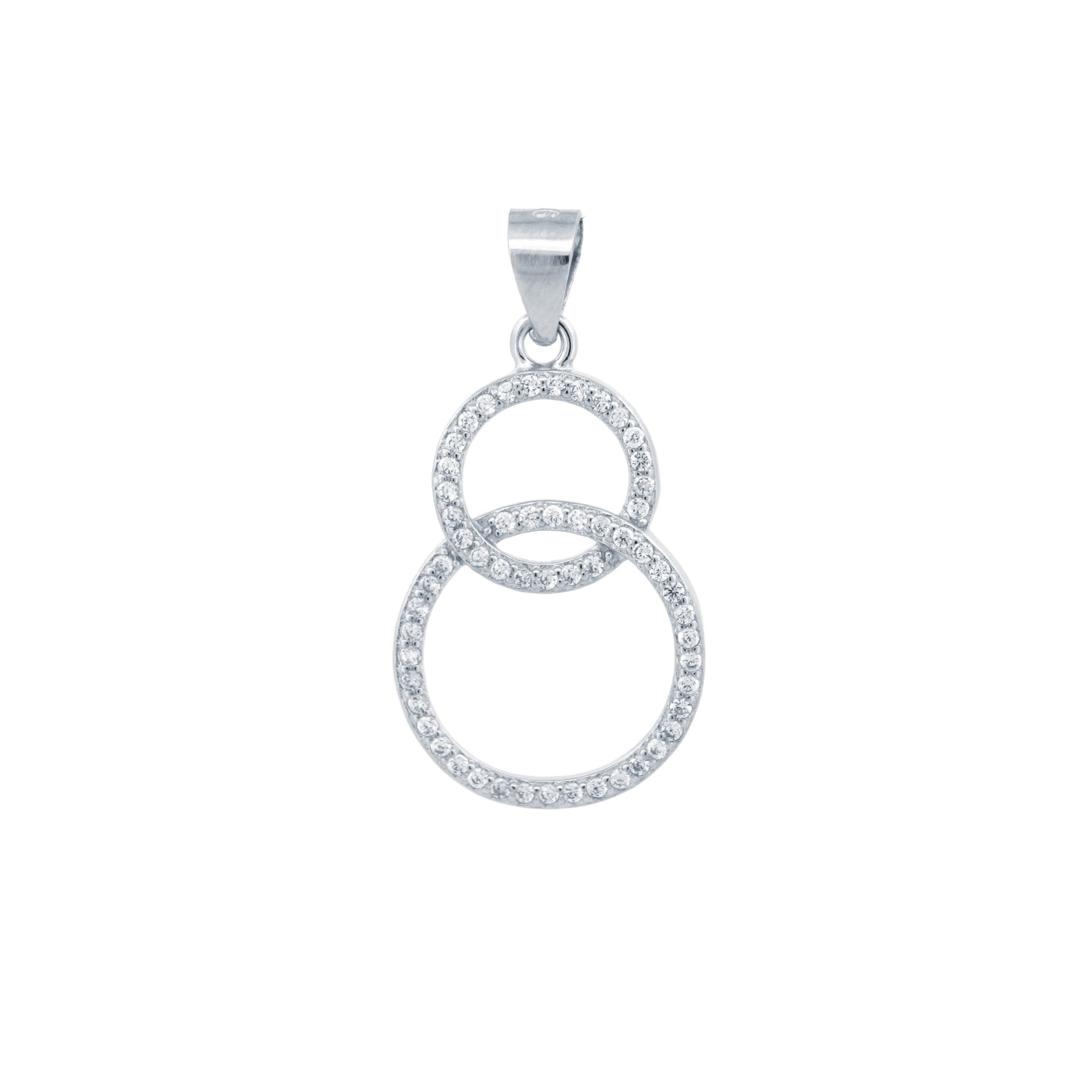 925 Silver CZ Set Double Circle Pendant