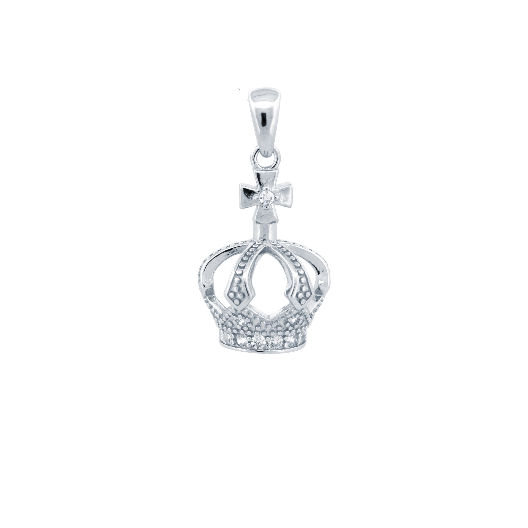 925 Silver CZ Set Crown Pendant
