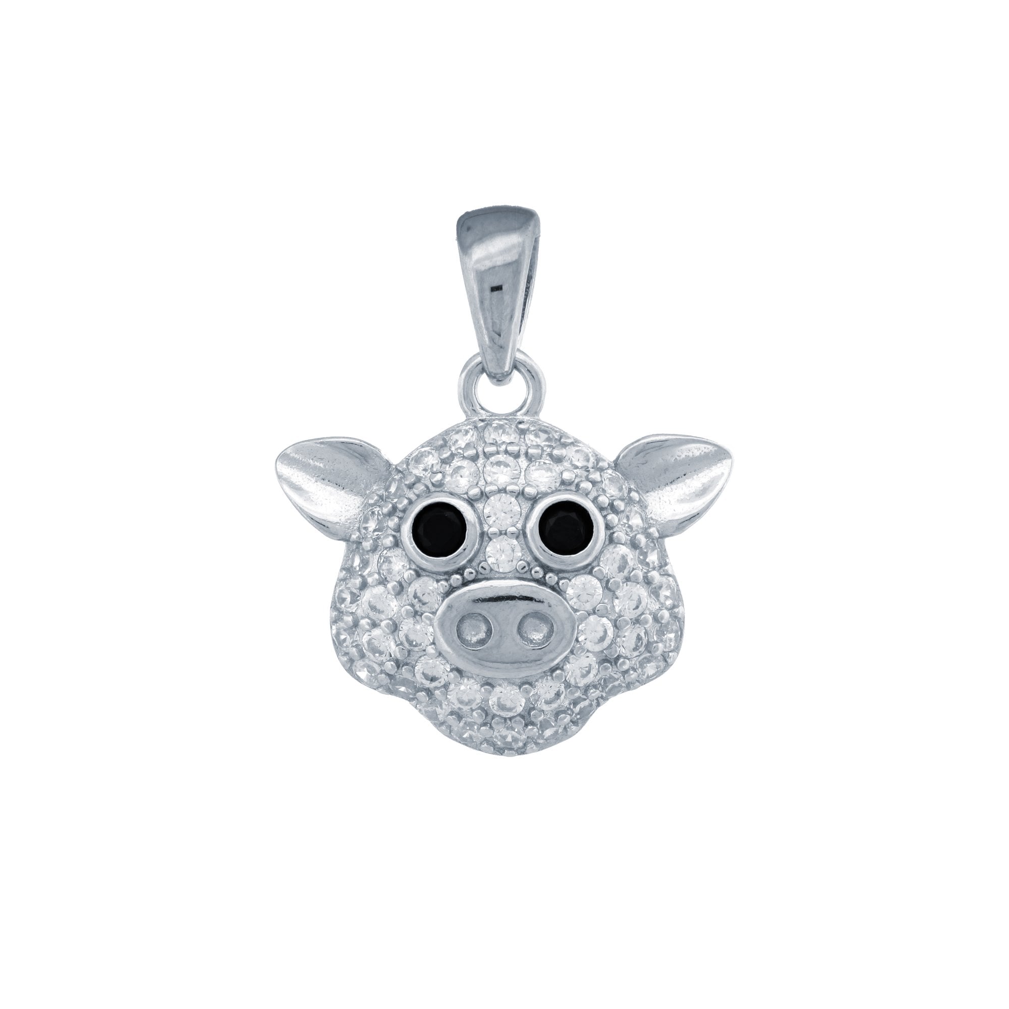 925 Silver CZ Set Piggy Pendant