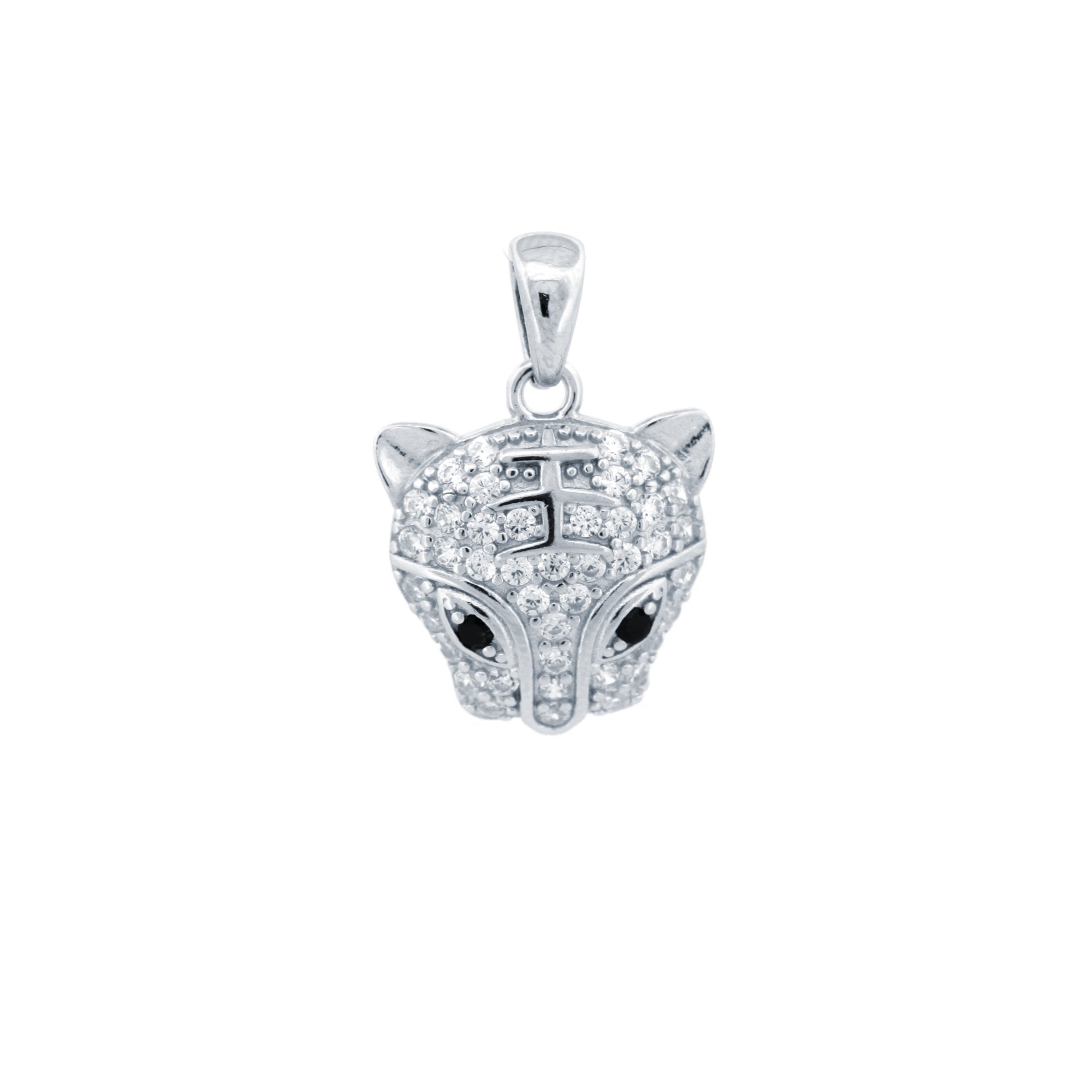 925 Silver CZ Set Tiger Pendant