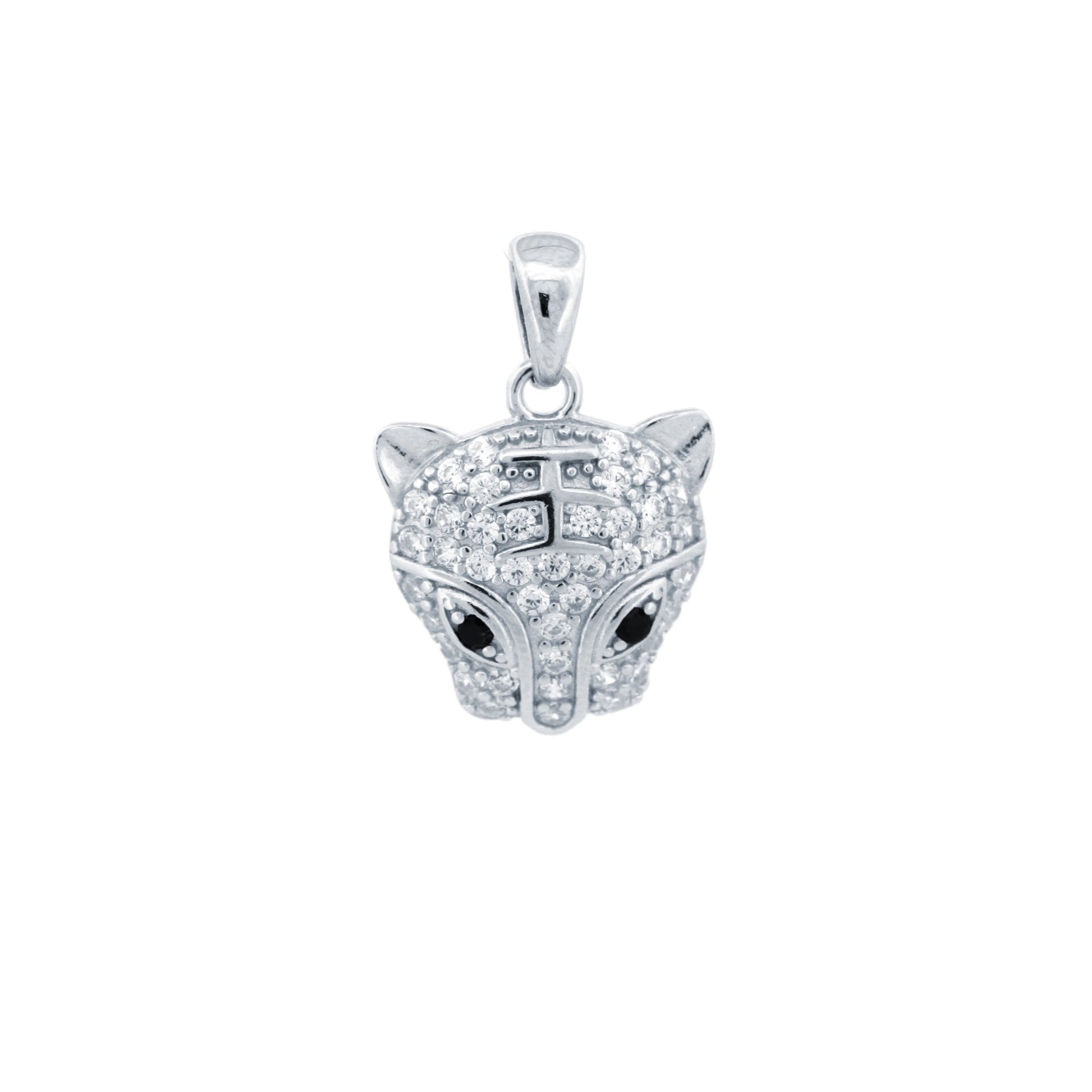 925 Silver CZ Set Tiger Pendant