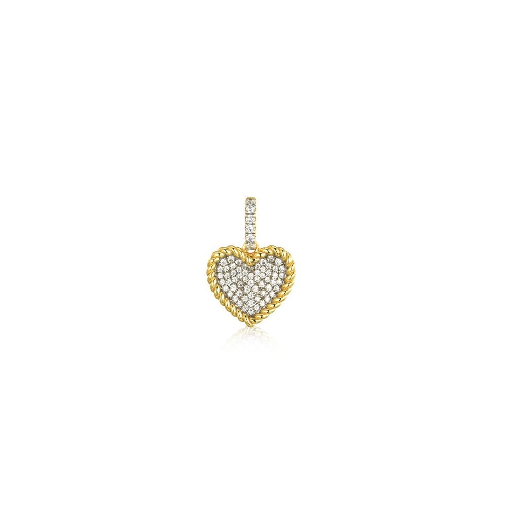 925 Silver 14ct Gold Plated CZ Set Heart Pendant