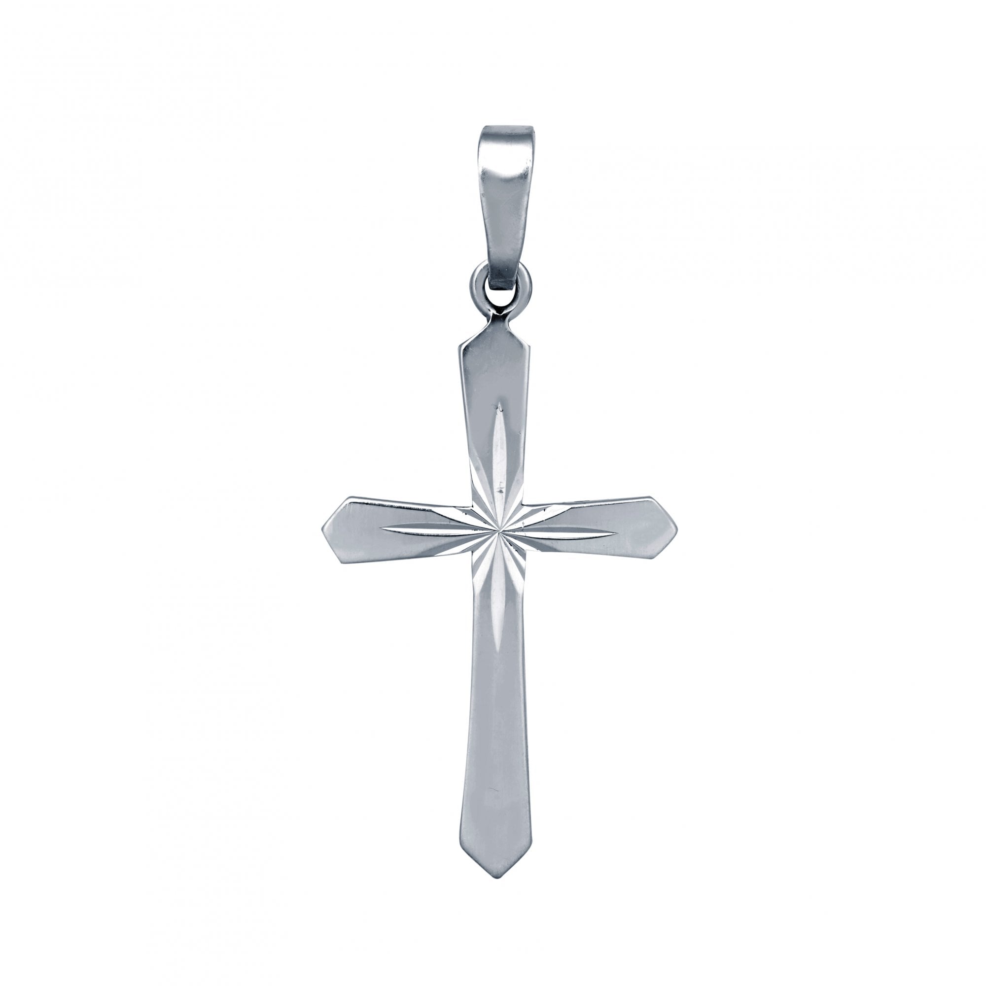 925 Silver Stamped Diamond Cut Cross