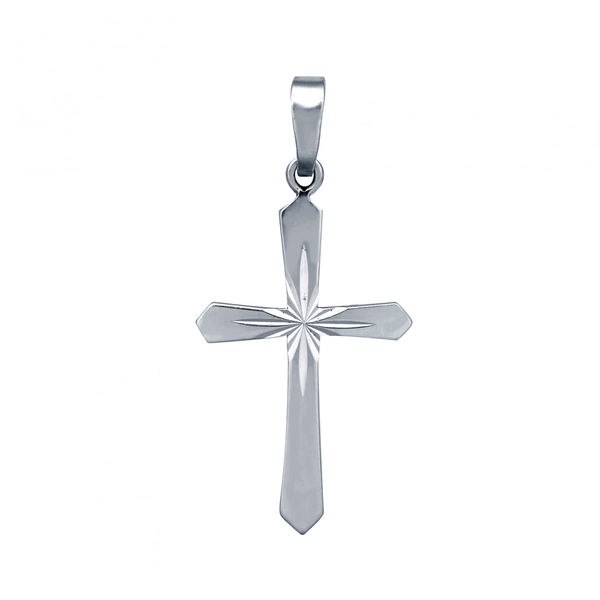 925 Silver Stamped Diamond Cut Cross