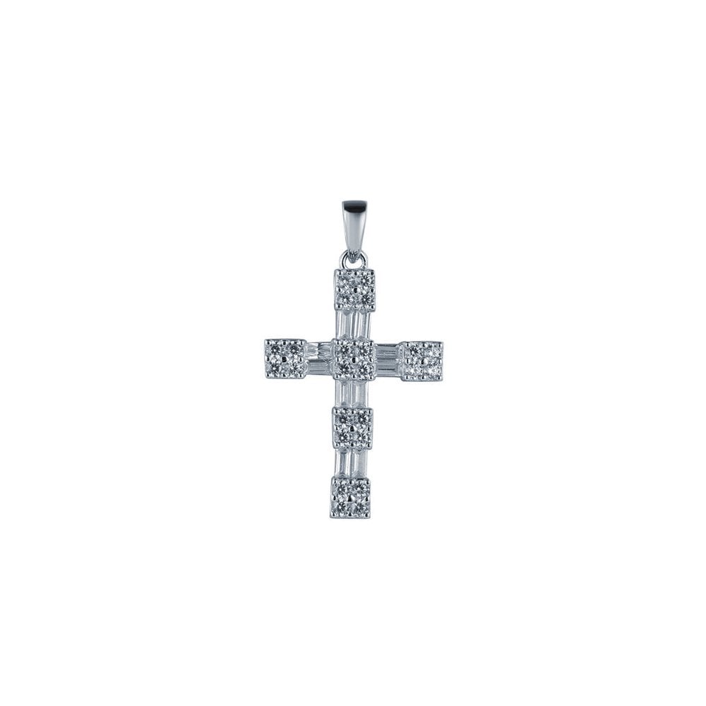 925 Silver Rhodium Plated CZ Set Cross