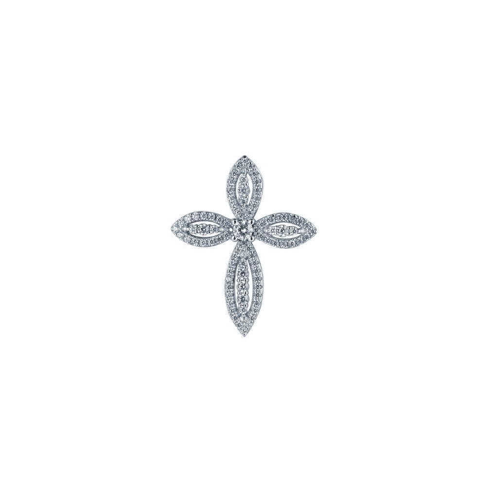 925 Silver Rhodium Plated CZ Set Cross