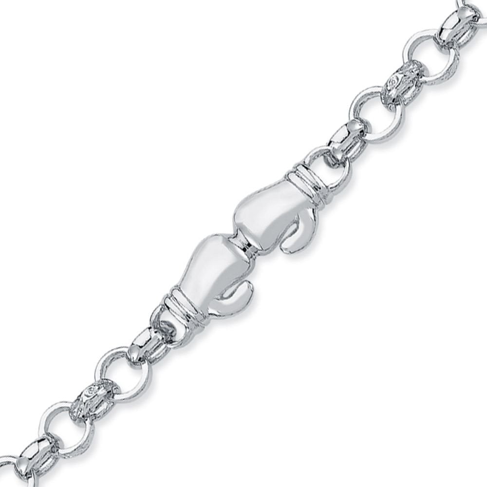 925 Silver Double Boxing Glove Belcher Bracelet