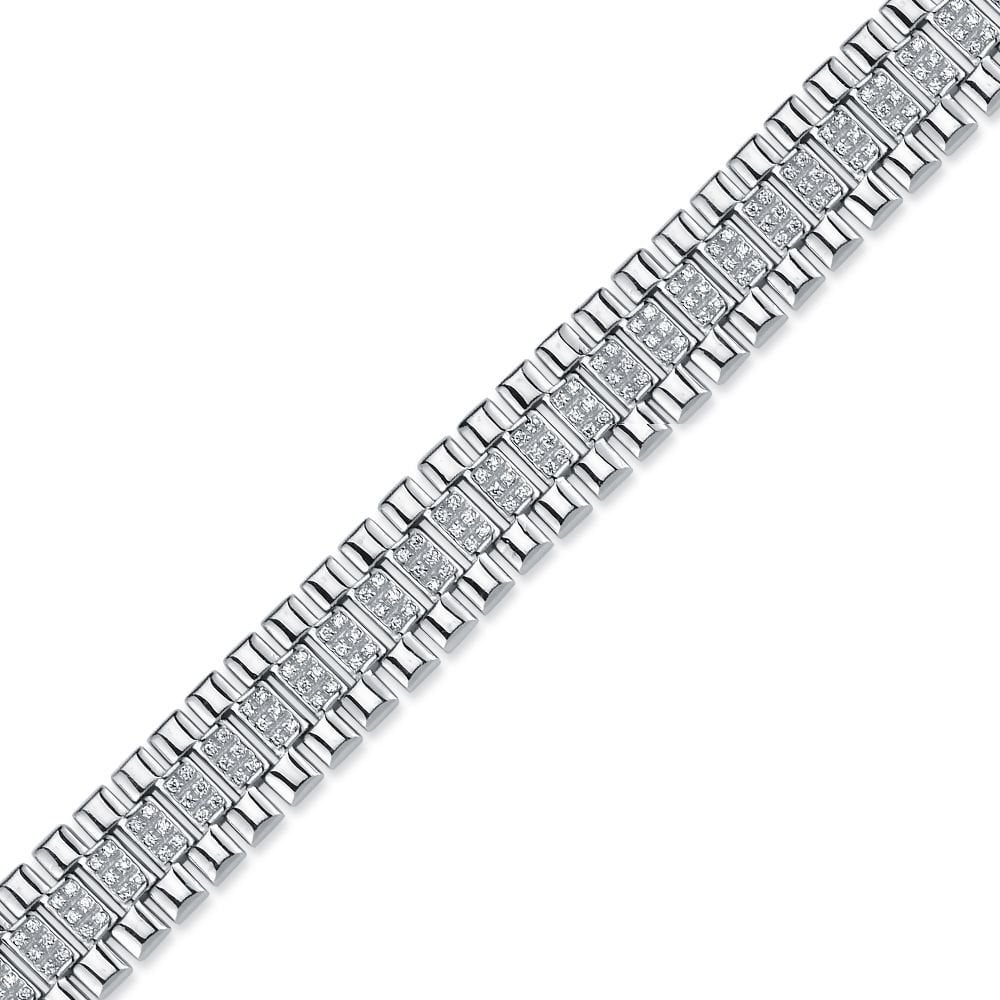 925 Silver CZ Set Watch Bracelet