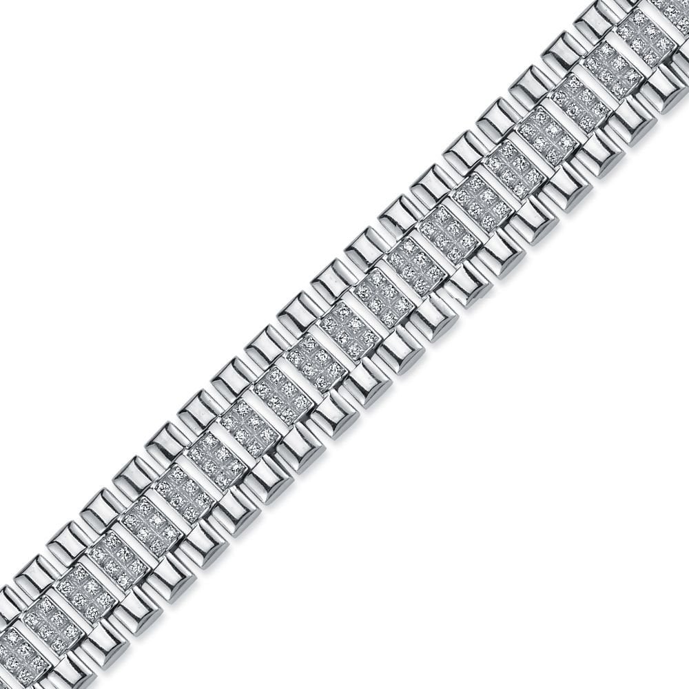 925 Silver CZ Set Watch Bracelet