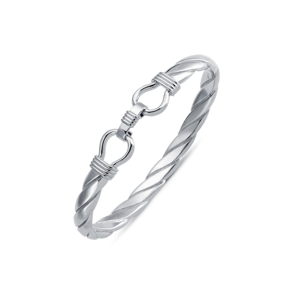 925 Silver Twisted D Shape Wire Stirrup Bangle