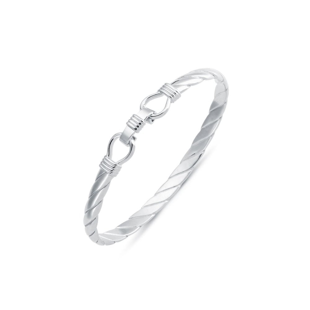 925 Slver Twisted D Shape Wire Stirrup Bangle