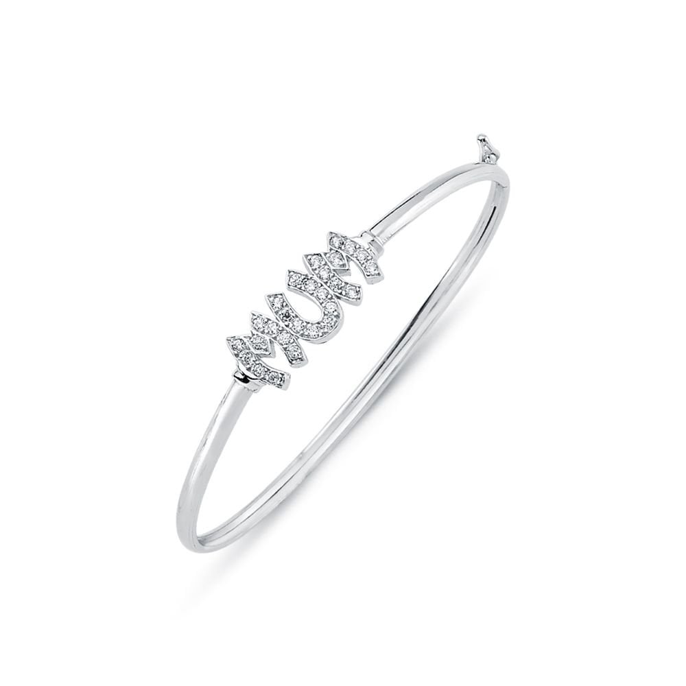 925 Silver CZ Set Mum Bangle