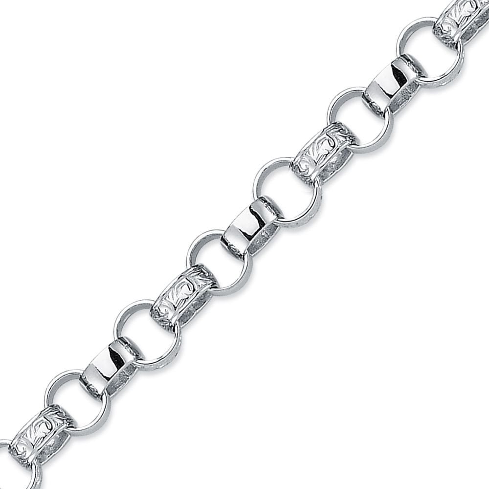 925 Silver Patterned & Plain Belcher Bracelet