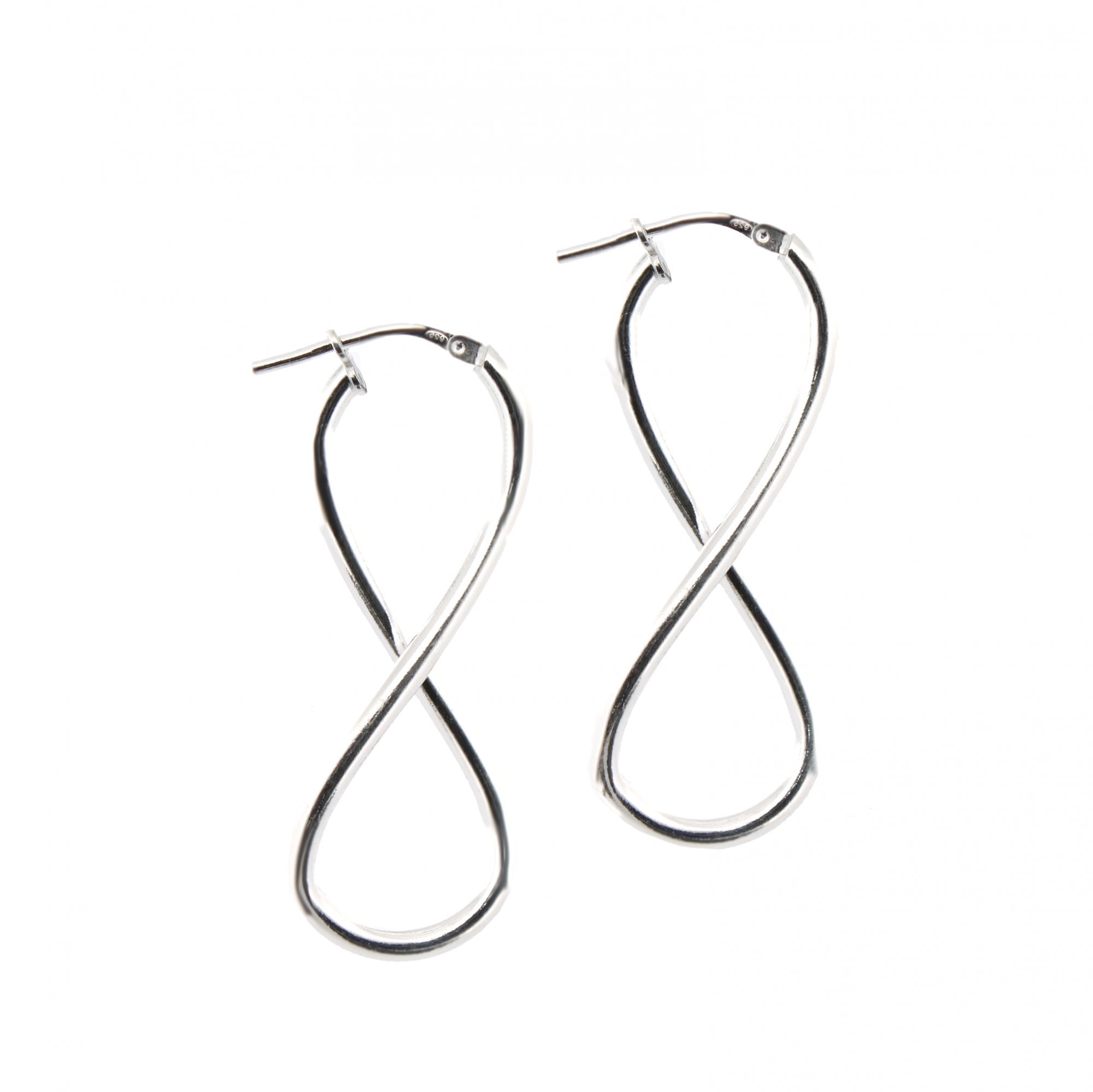 925 Silver Polished Figure of Eight Hoop Earrings