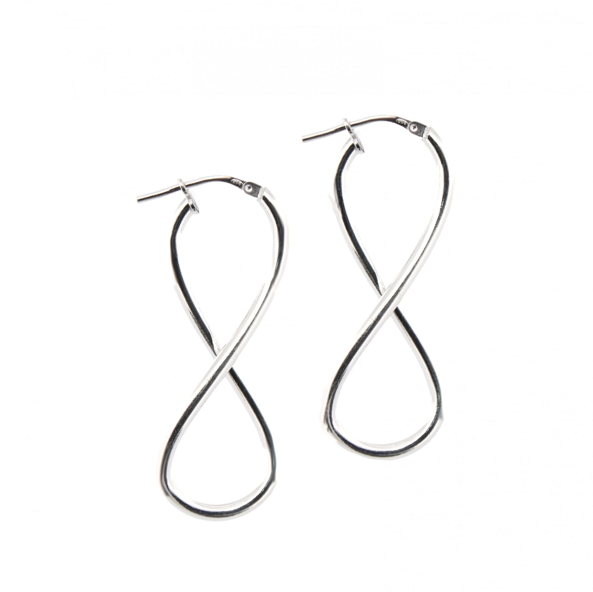925 Silver Polished Figure of Eight Hoop Earrings