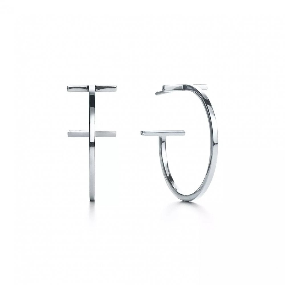 925 Silver Polished T Hoop 20mm Earrings