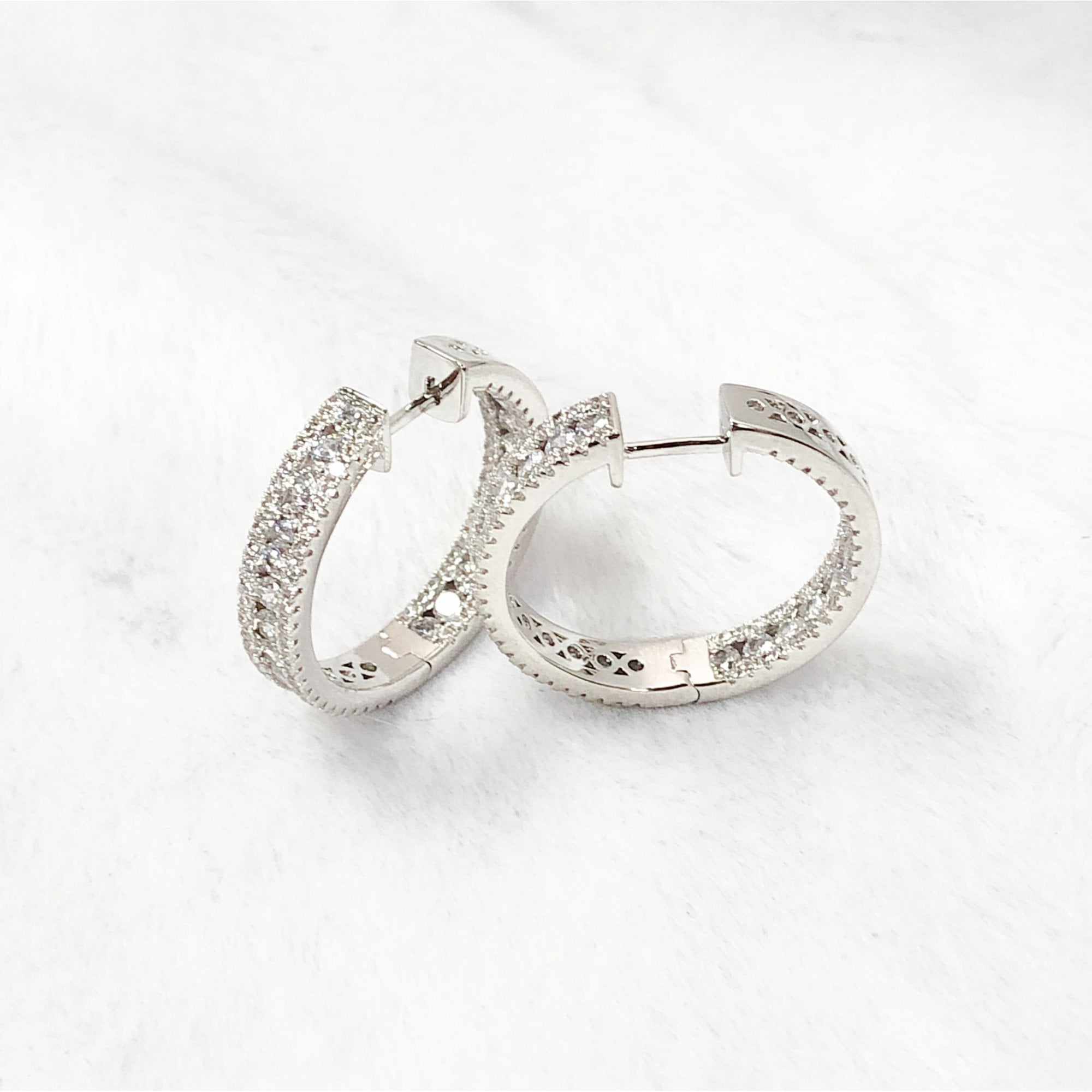 925 Silver CZ Set Hoops 27mm