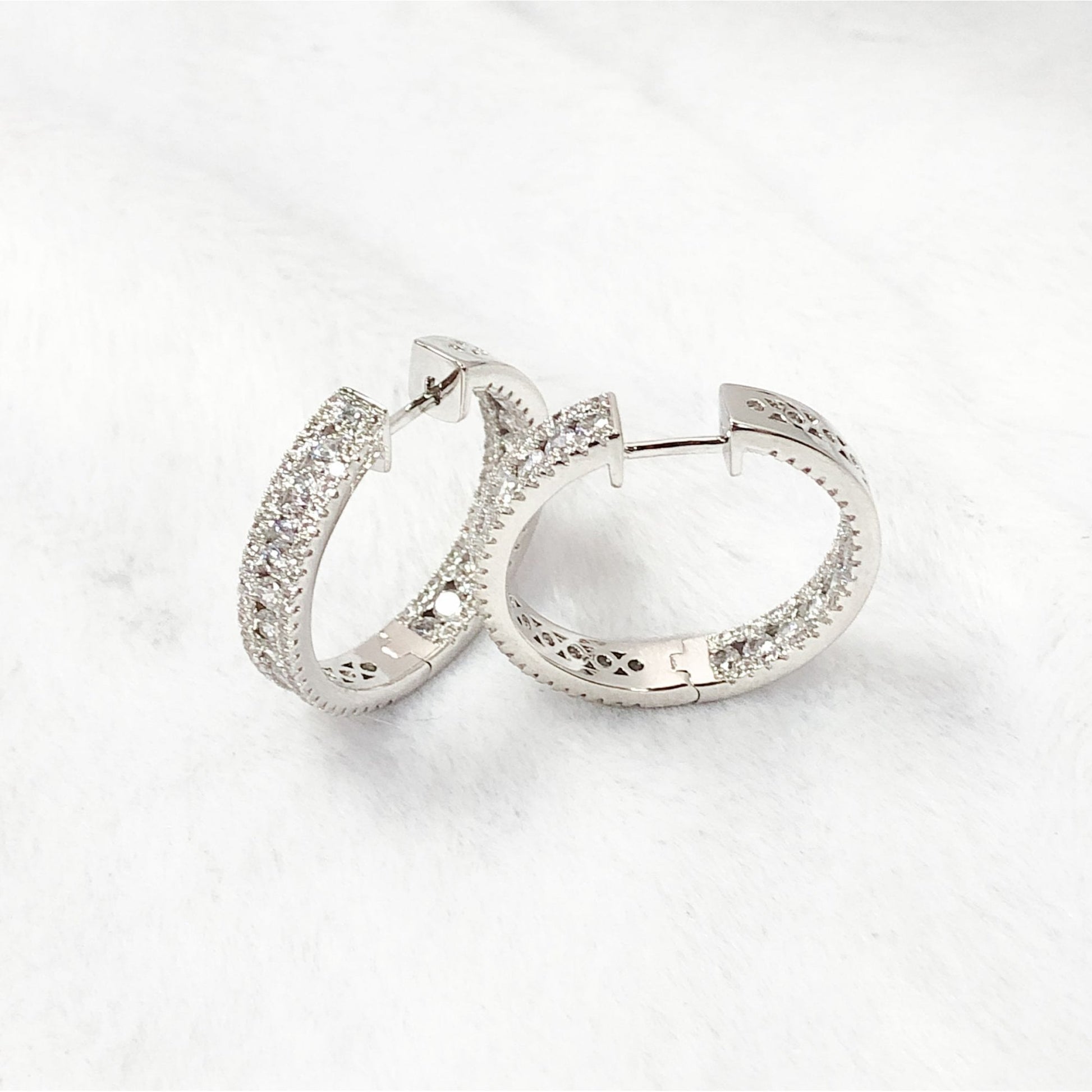 925 Silver CZ Set Hoops 27mm