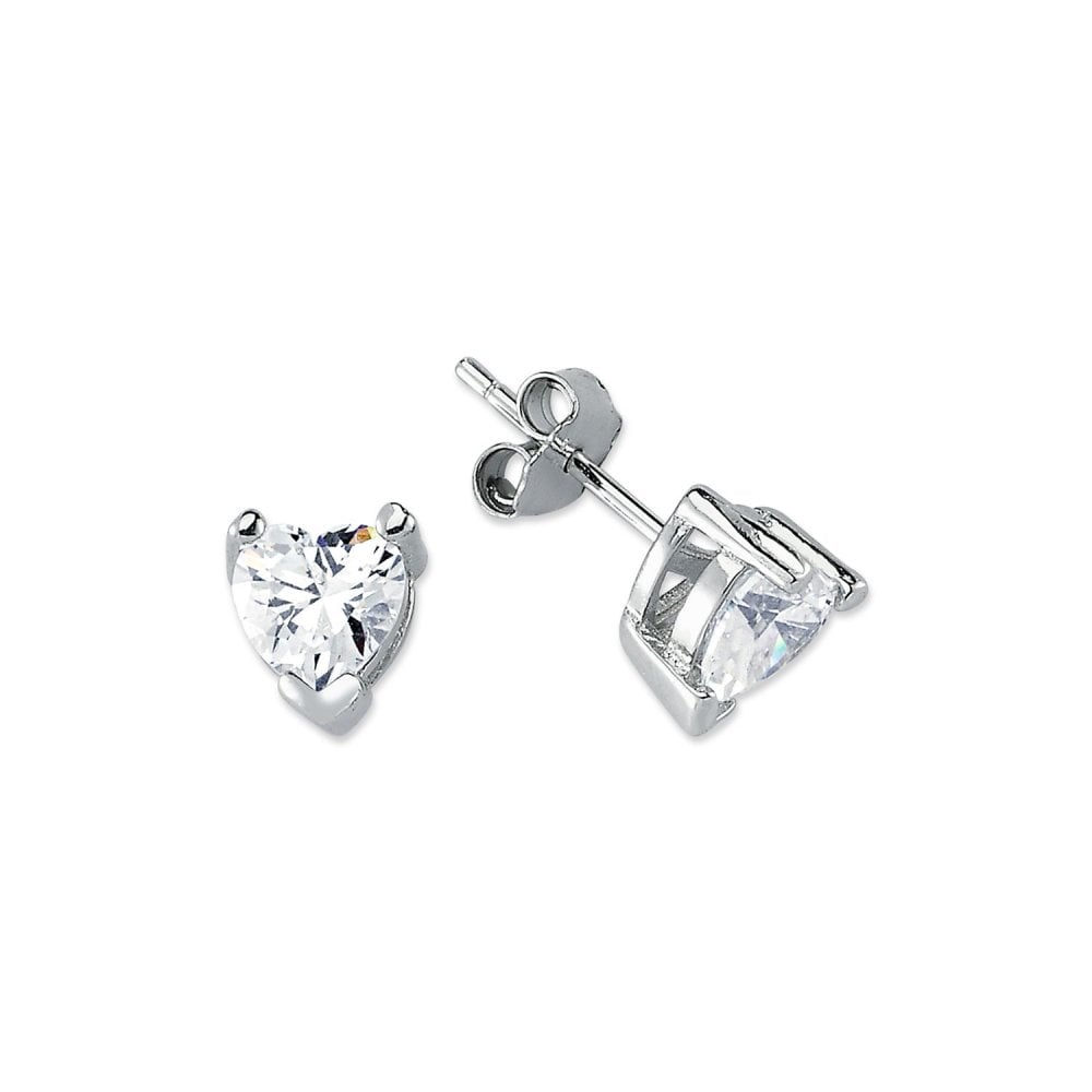 925 Silver 6mm Heart Shape CZ Studs
