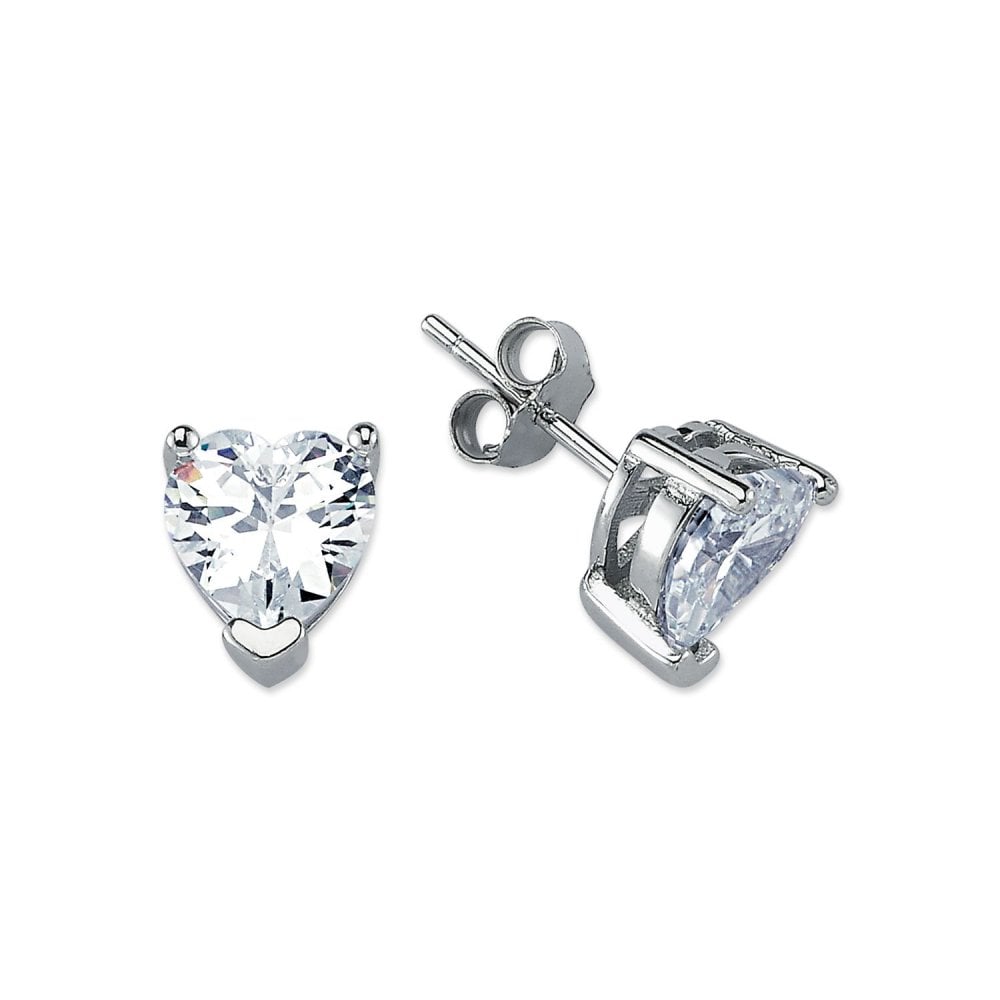 925 Silver 8mm Heart Shape CZ Studs