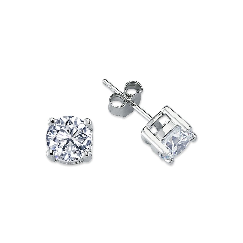925 Silver 7mm Heavyweight CZ Set Studs Round