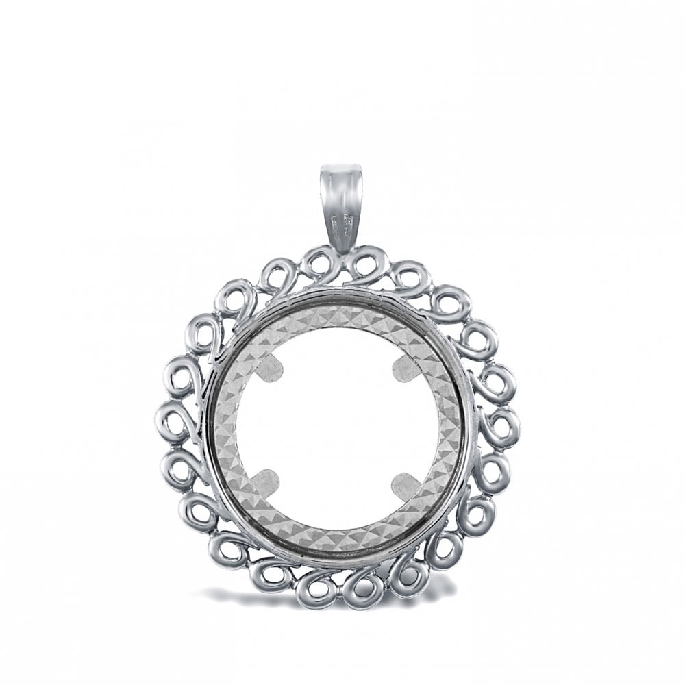 925 Silver Half Size St George Medal Pendant Swirl Design