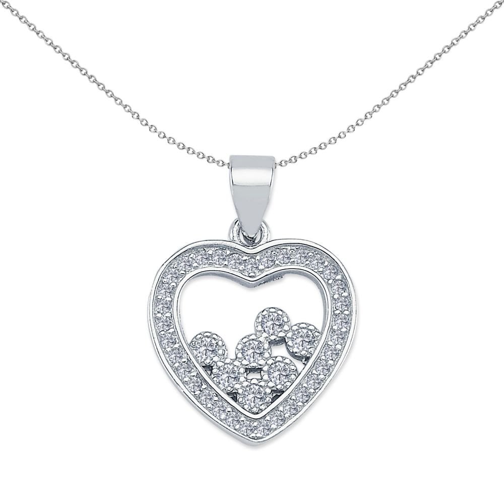 925 Silver CZ Heart Pendant