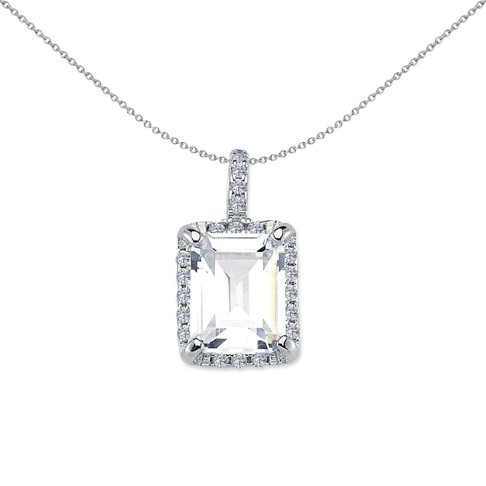 925 Silver Emerald Cut CZ Cluster Pendant
