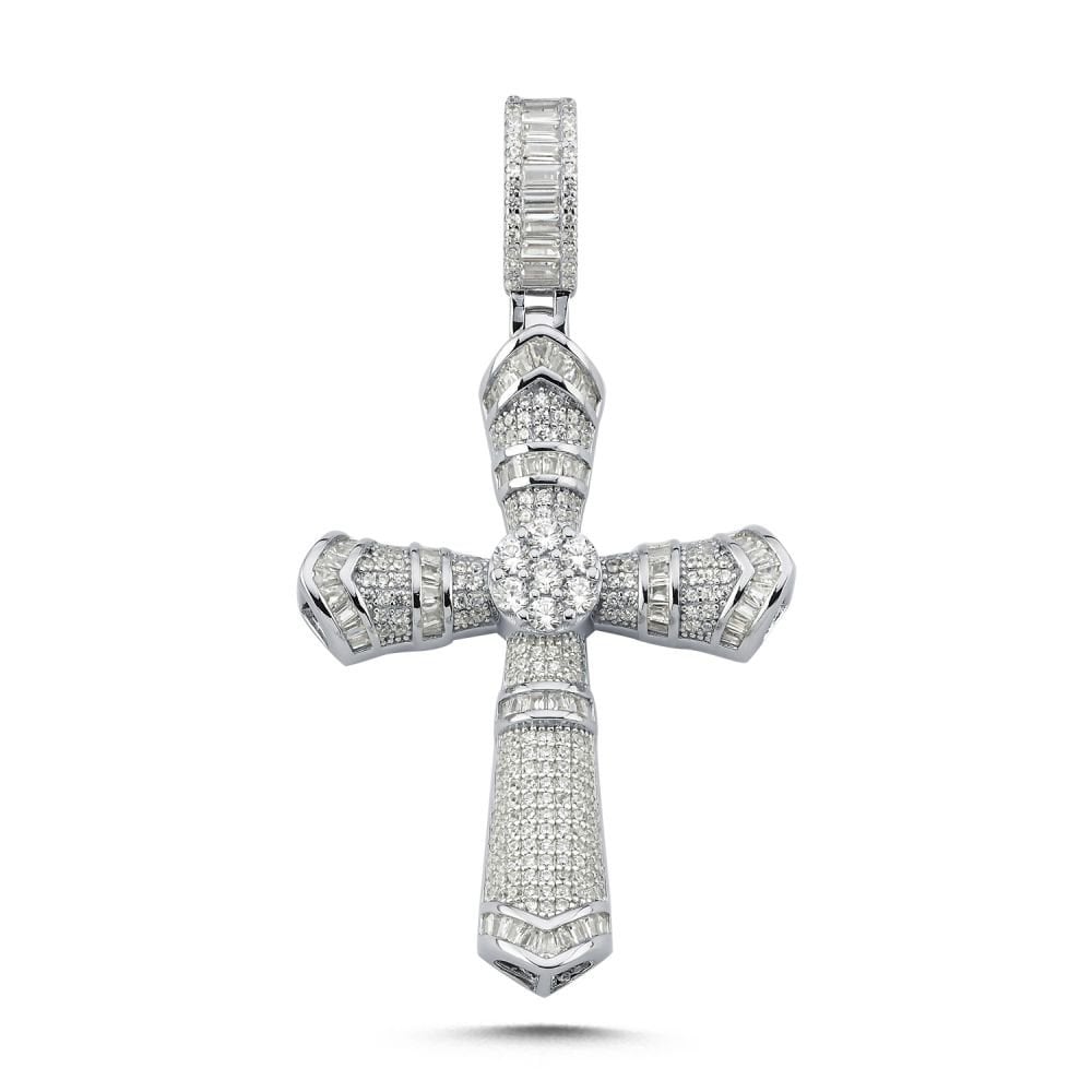 925 Silver Large CZ Brilliant Cut Cross