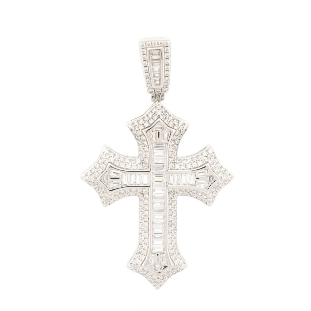 925 Silver Rhodium Plated CZ Set Cross