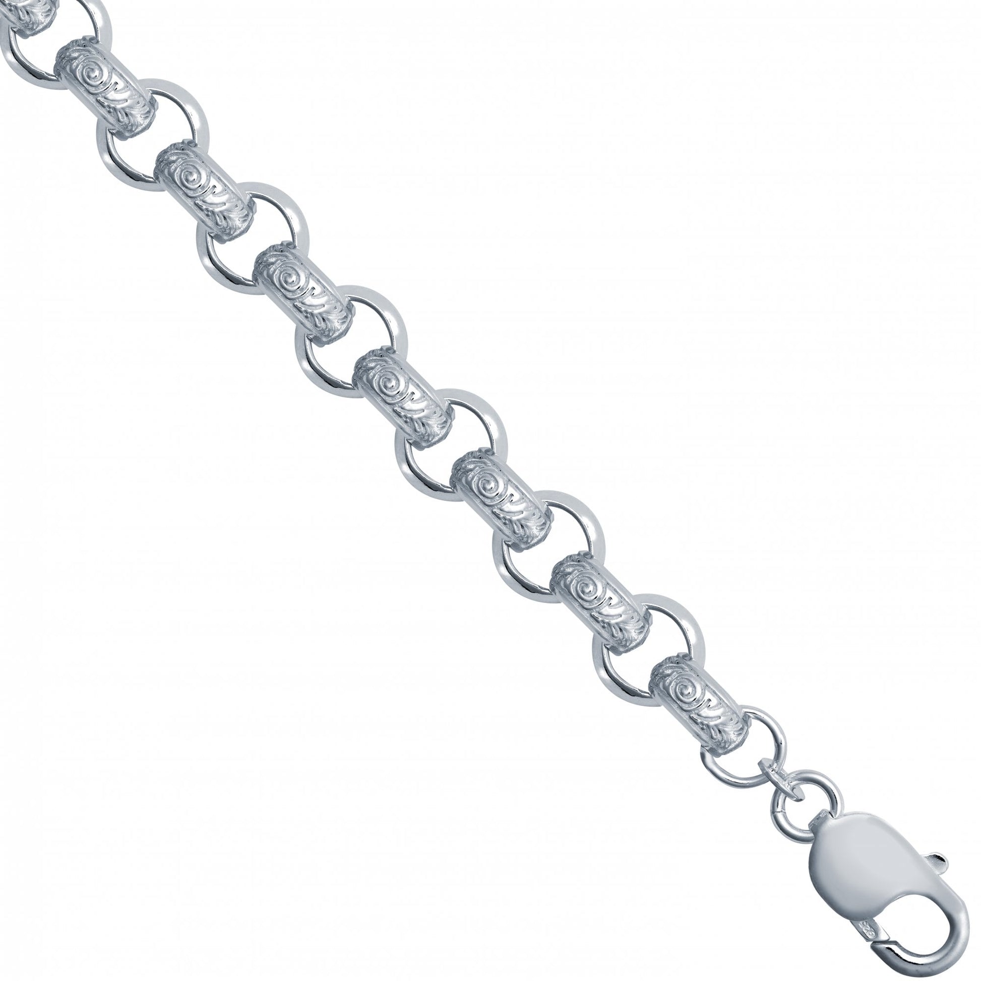 925 Silver Patterened & Plain Belcher 9.0mm Gauge Bracelet