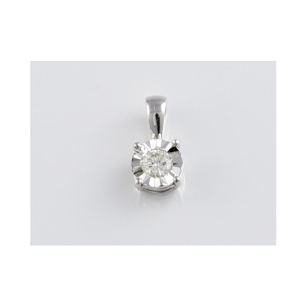 9ct White Gold Invisible Set Pendant