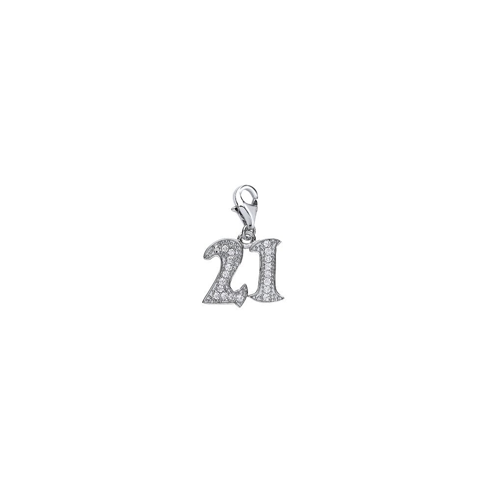 925 Sterling Silver CZ 21 PENDANT