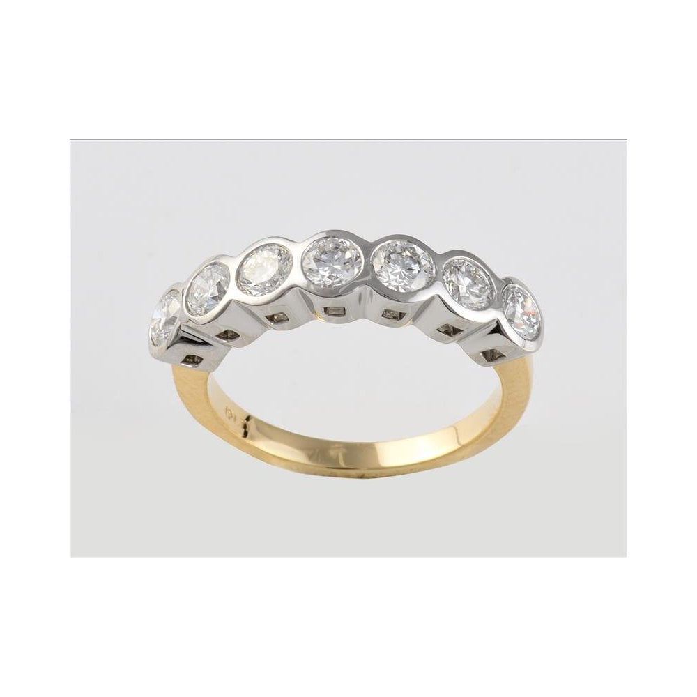 Platinum Set 18ct Yellow Gold Laboratory Grown Seven Stone Diamond Ring 1.24ct