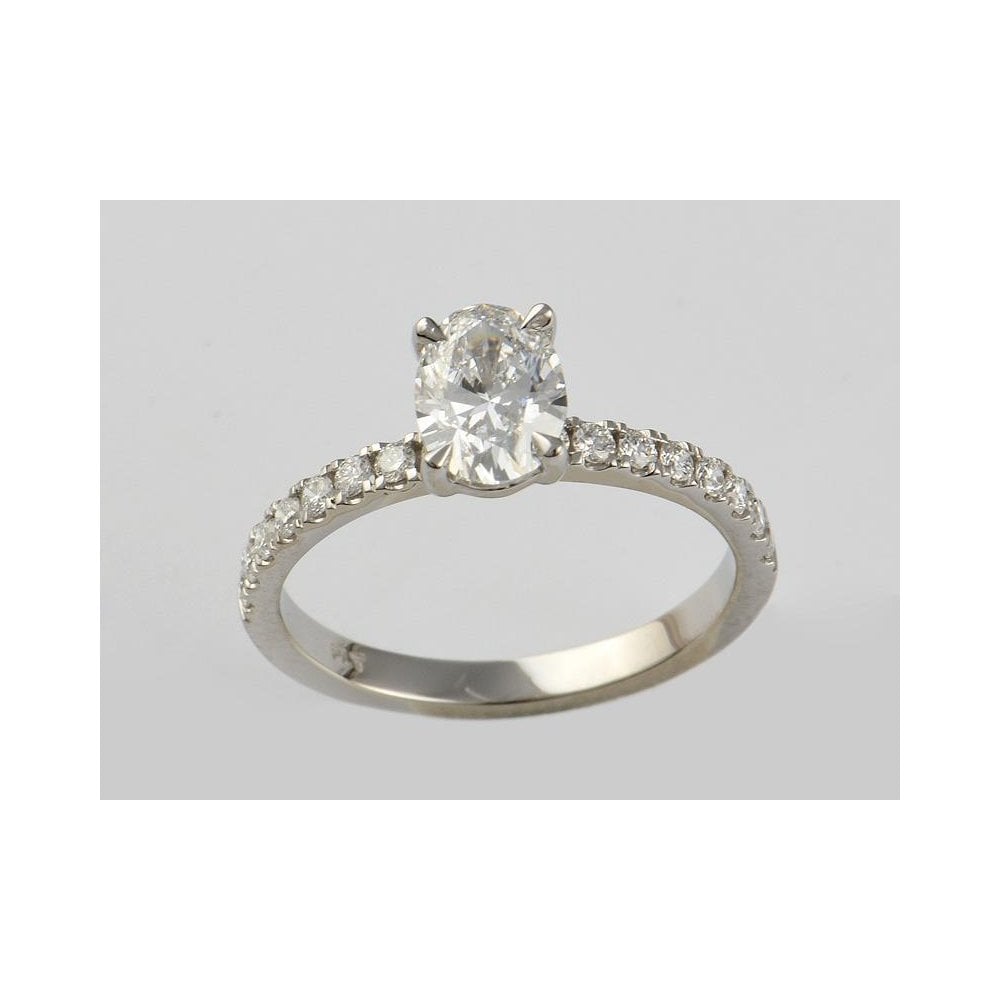 Platinum Artisan Diamond Solitaire Ring With Diamond Set Shoulders