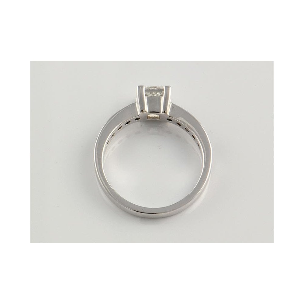 9ct White Gold Artisan Diamond Solitaire Ring With Diamond Set Shoulders 1.38ct