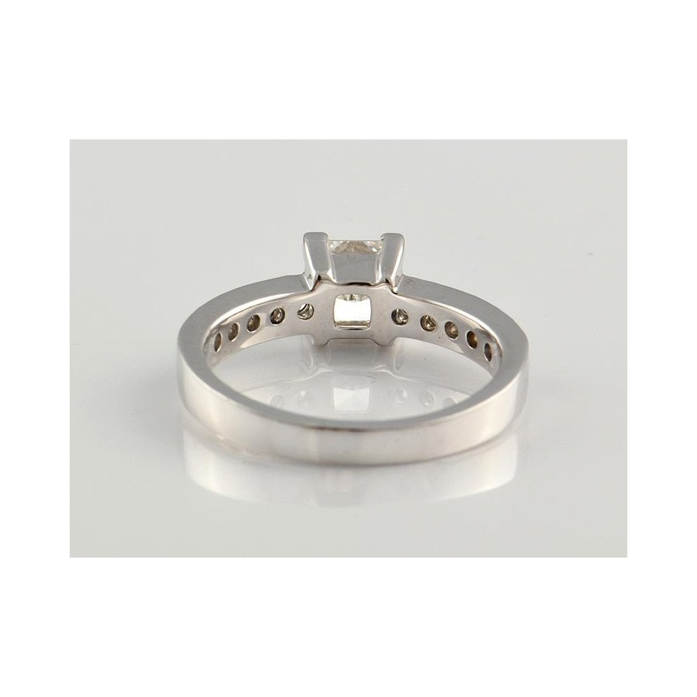 9ct White Gold Artisan Diamond Solitaire Ring With Diamond Set Shoulders 1.38ct