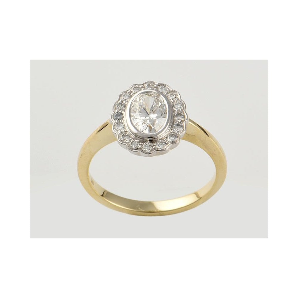 9ct Yellow And White Gold Artisan Diamond Cluster Ring