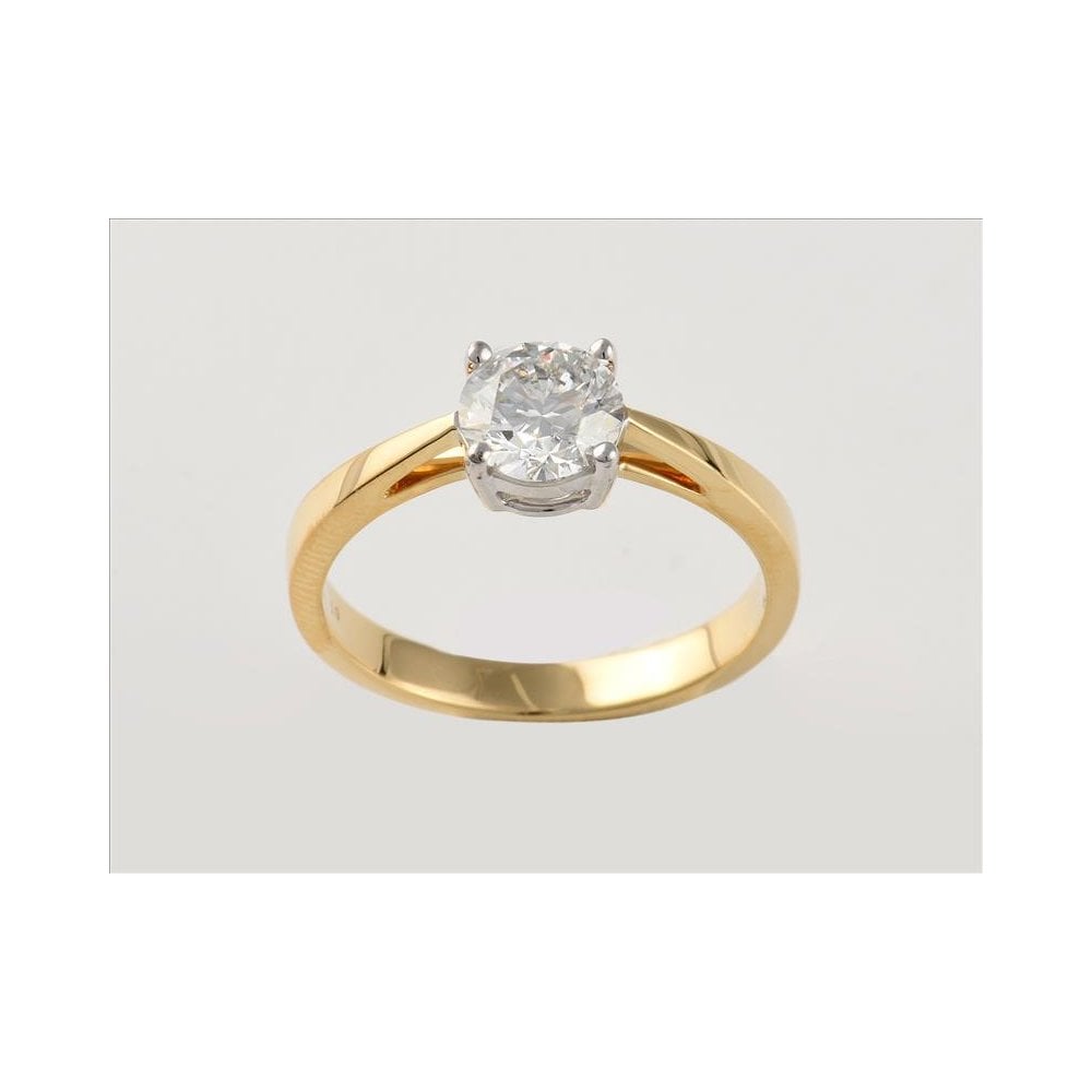 18ct Yellow And White Gold IGI Certificated Artisan Diamond Solitaire Ring