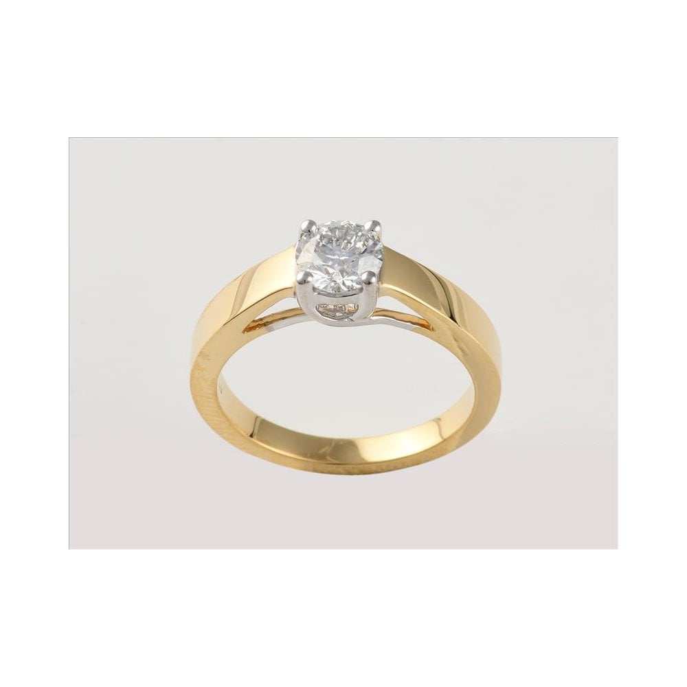 18ct Yellow And White Gold IGI Certificated Artisan Diamond Solitaire Ring