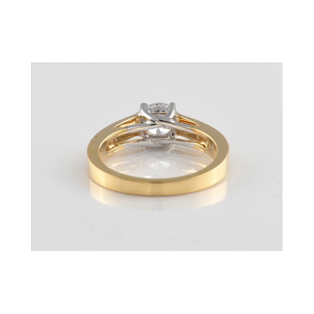 18ct Yellow And White Gold IGI Certificated Artisan Diamond Solitaire Ring