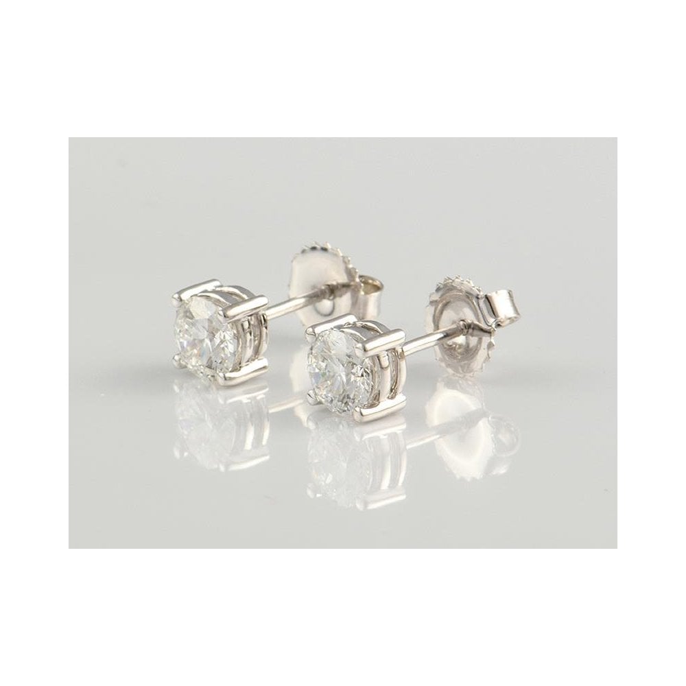 9ct White Gold Artisan Diamond Stud Earrings 1.33ct