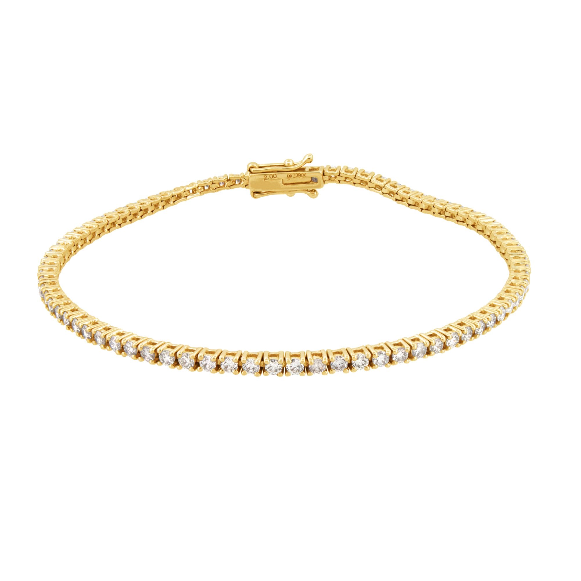 9ct Yellow Gold 2.00ct Claw Set Diamond Line Bracelet